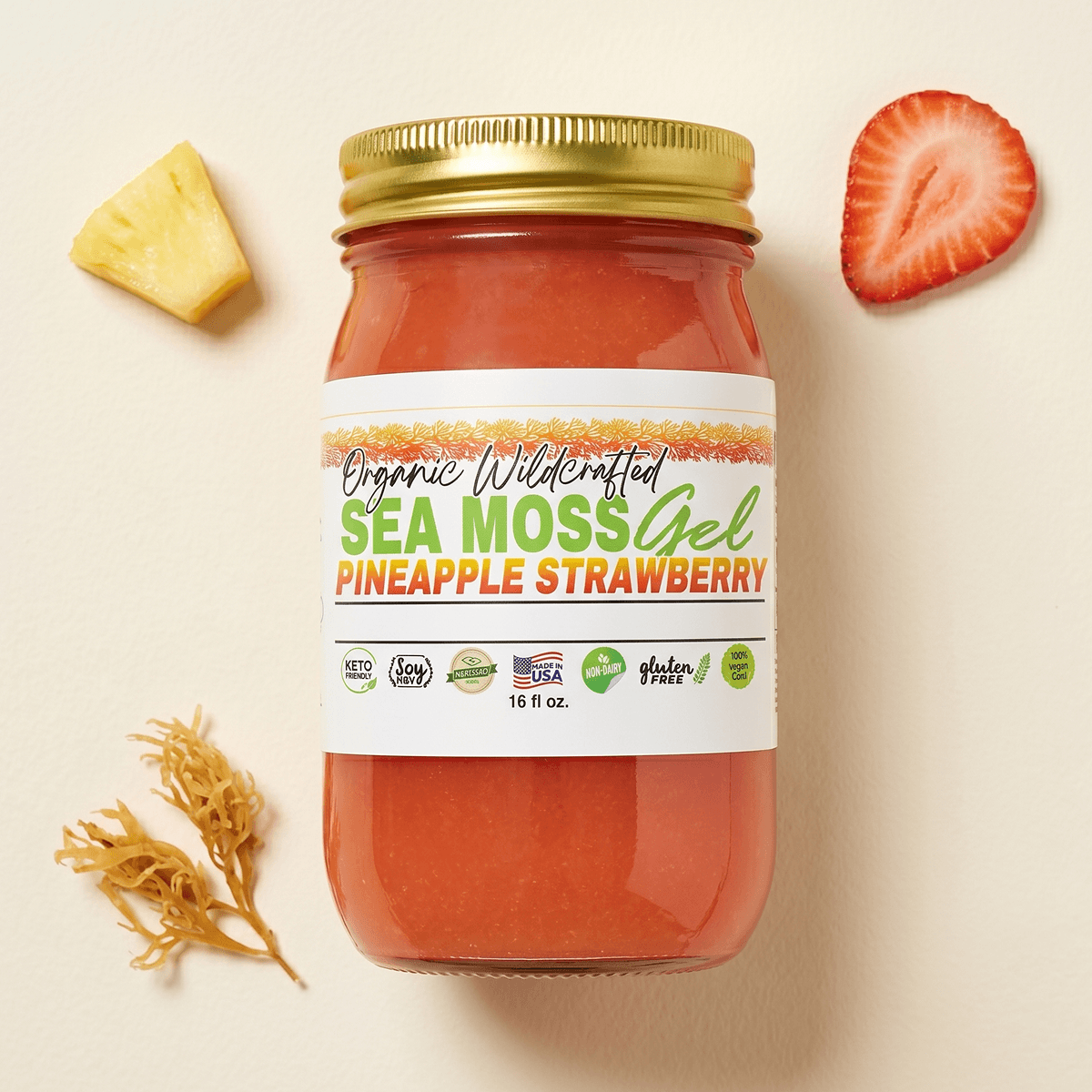 Sea Moss Gel — Strawberry Pineapple Flavor 16oz