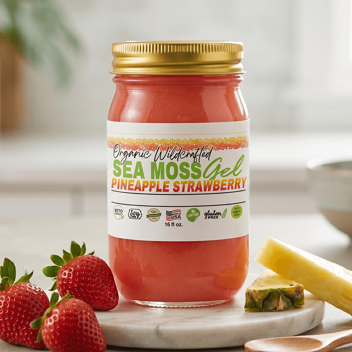 Sea Moss Gel — Strawberry Pineapple Flavor 16oz