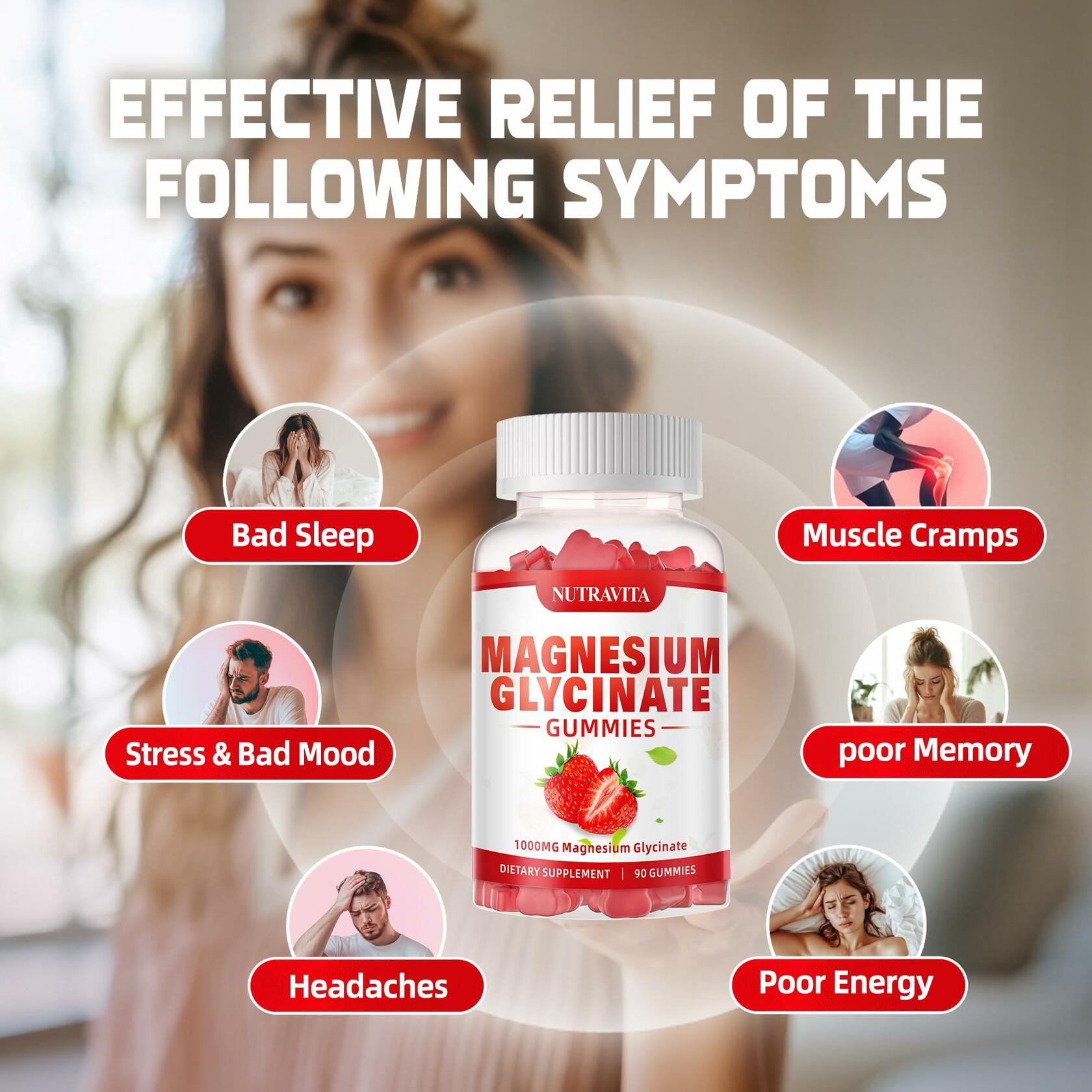 Magnesium Glycinate Gummies 1000mg — Raspberry