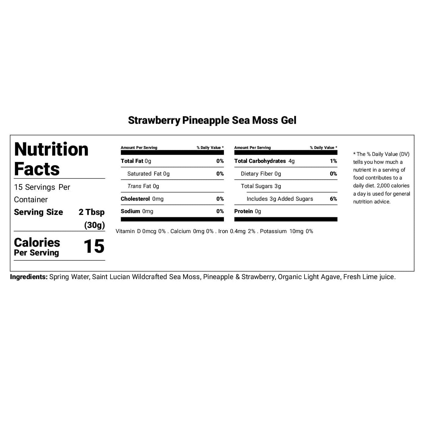 Sea Moss Gel — Strawberry Pineapple Flavor 16oz