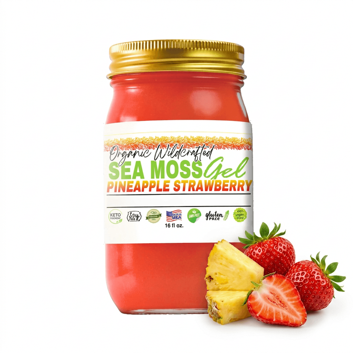 Sea Moss Gel — Strawberry Pineapple Flavor 16oz
