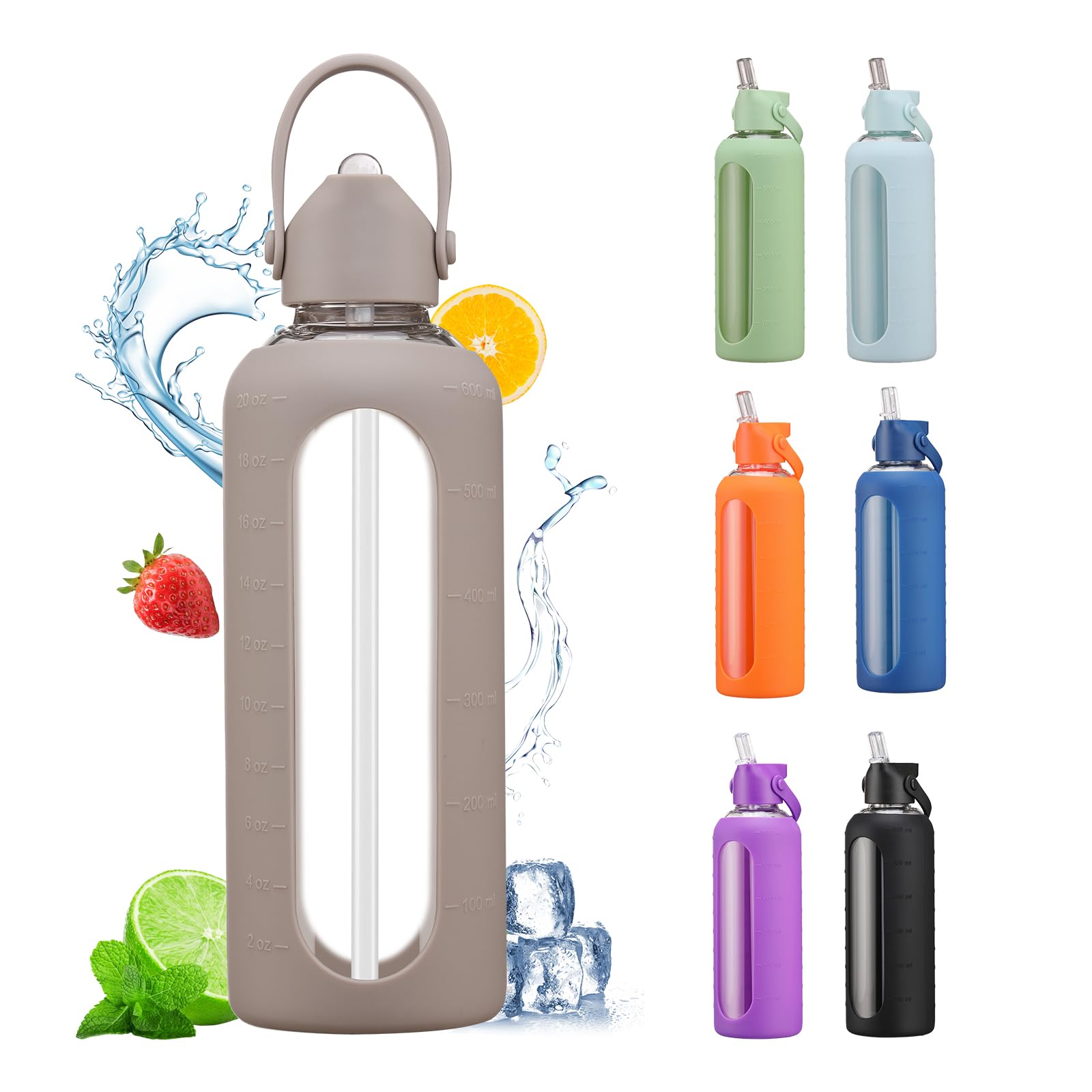 Borosilicate Glass Water Bottle 20oz