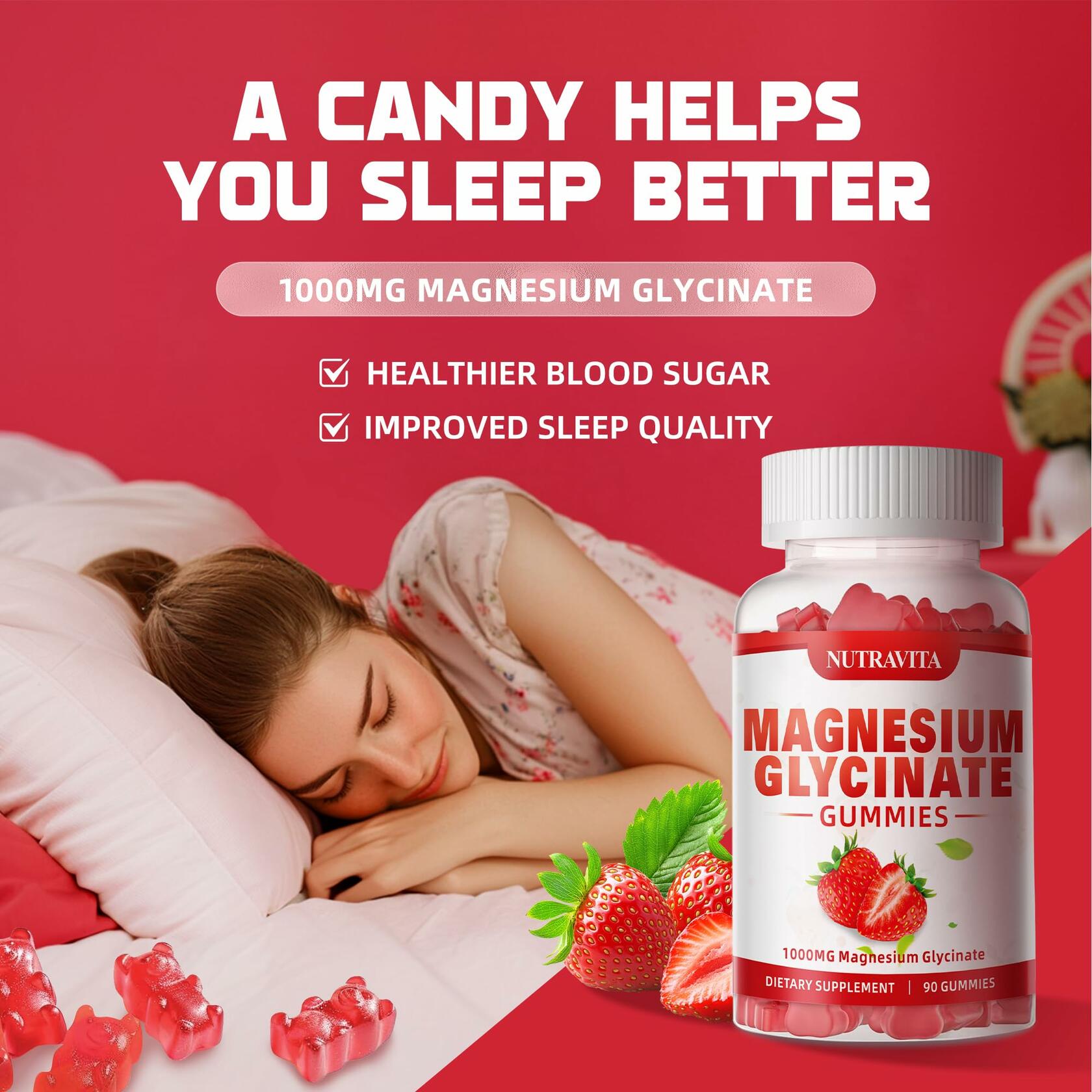 Magnesium Glycinate Gummies 1000mg — Raspberry