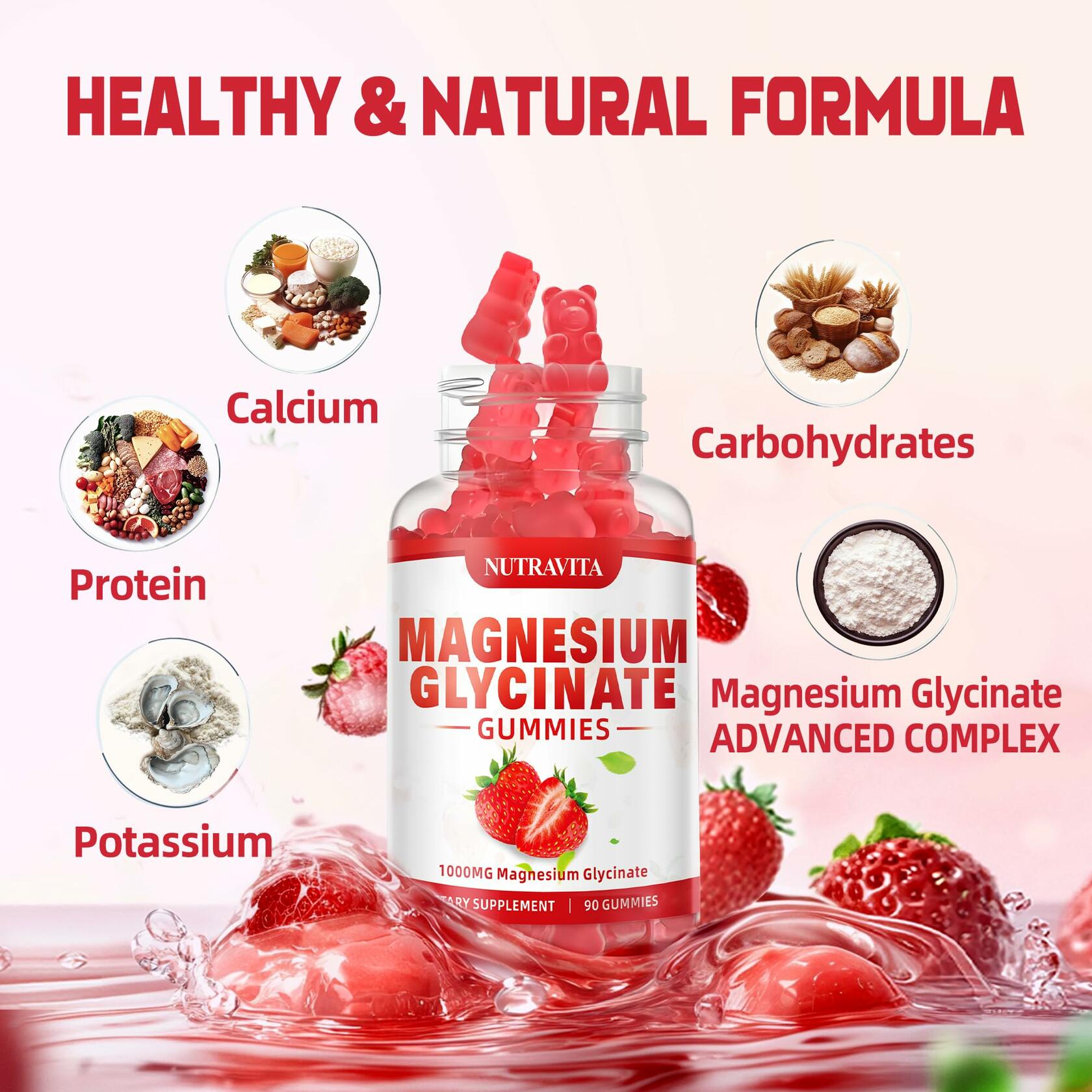 Magnesium Glycinate Gummies 1000mg — Raspberry