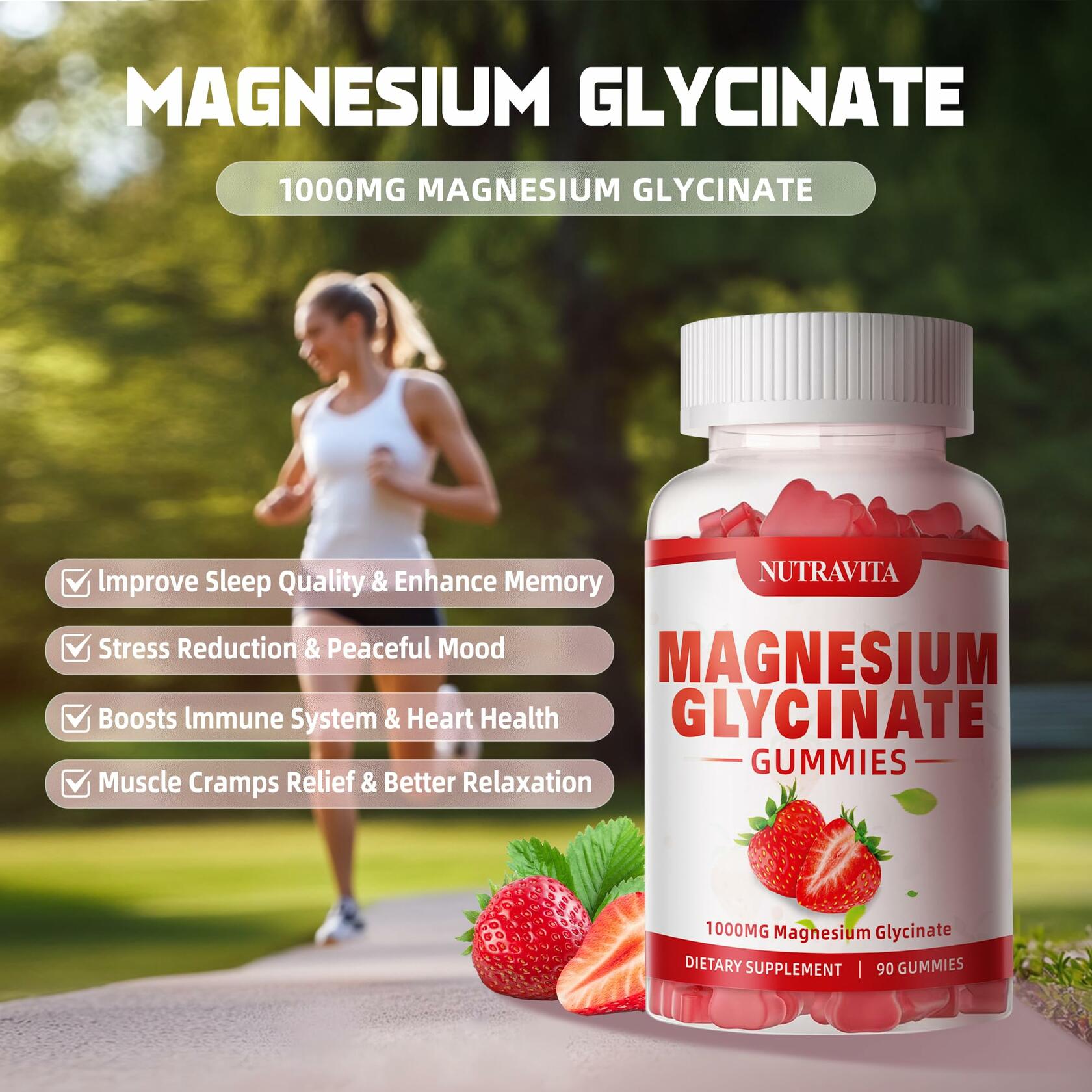Magnesium Glycinate Gummies 1000mg — Raspberry
