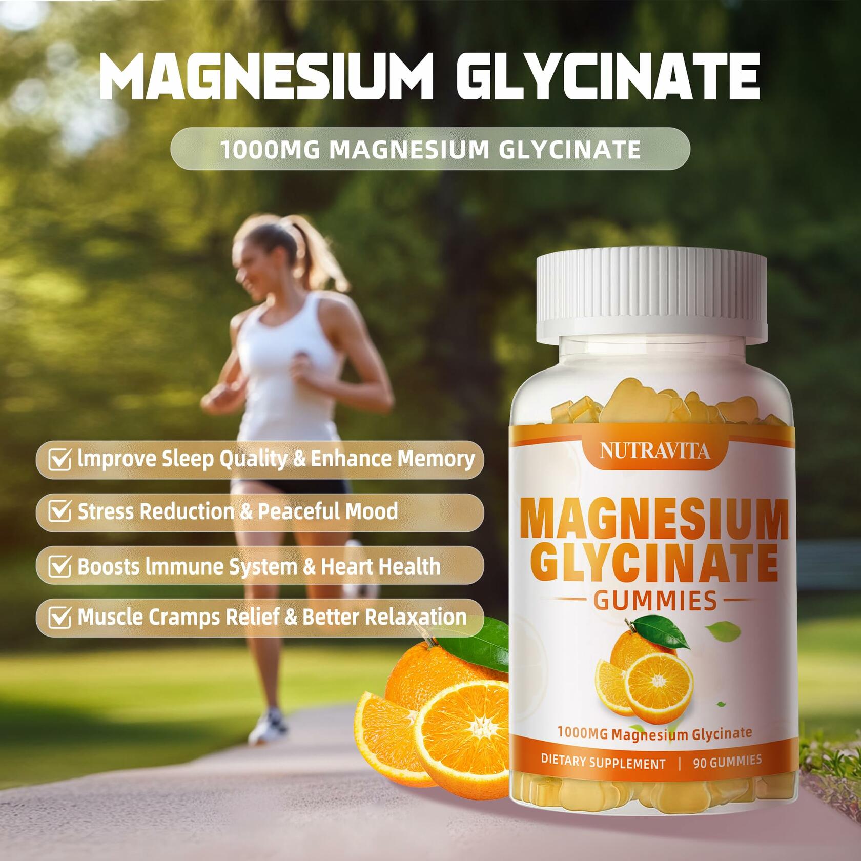 Nutravita Magnesium Glycinate Gummies 1000mg — Orange
