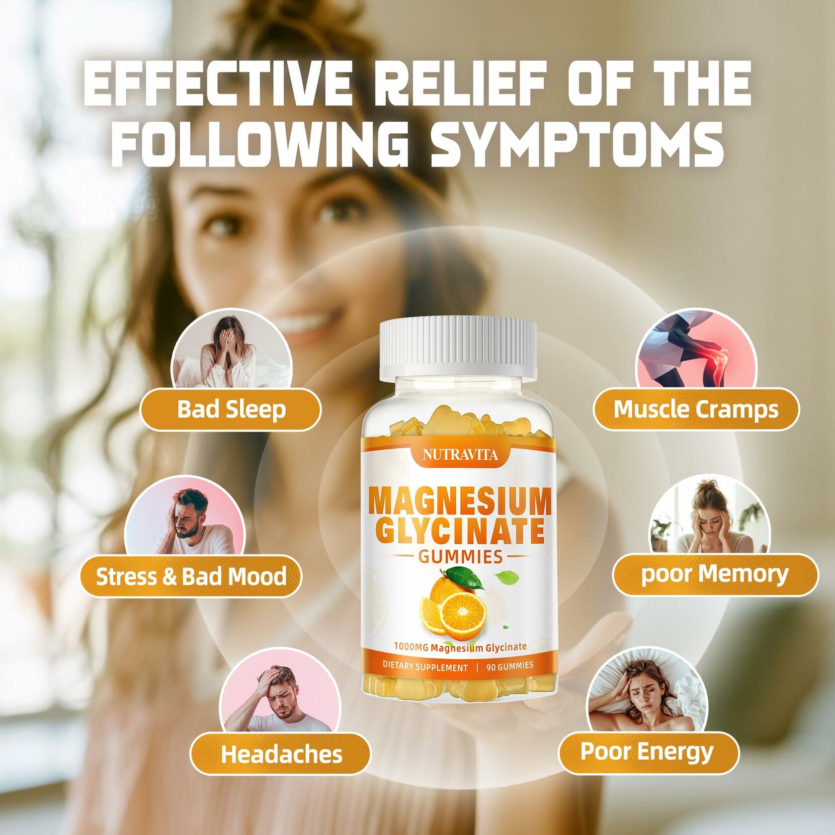 Nutravita Magnesium Glycinate Gummies 1000mg — Orange