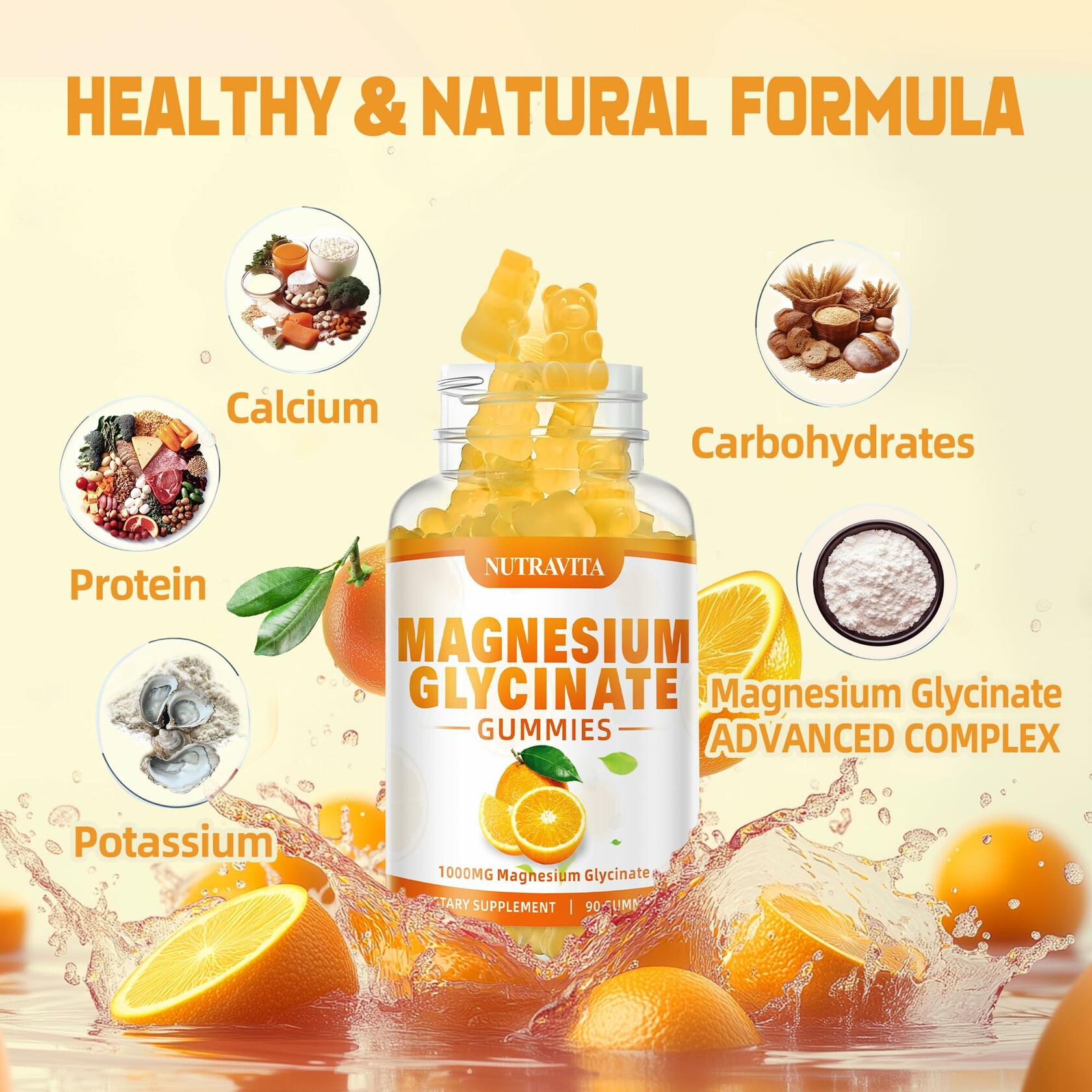 Nutravita Magnesium Glycinate Gummies 1000mg — Orange